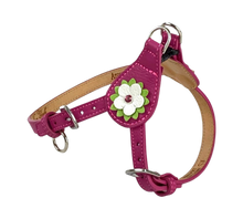 Load image into Gallery viewer, Penelope Flower Leather  Dog Step-In Harness with Austrian Crystal on Flower