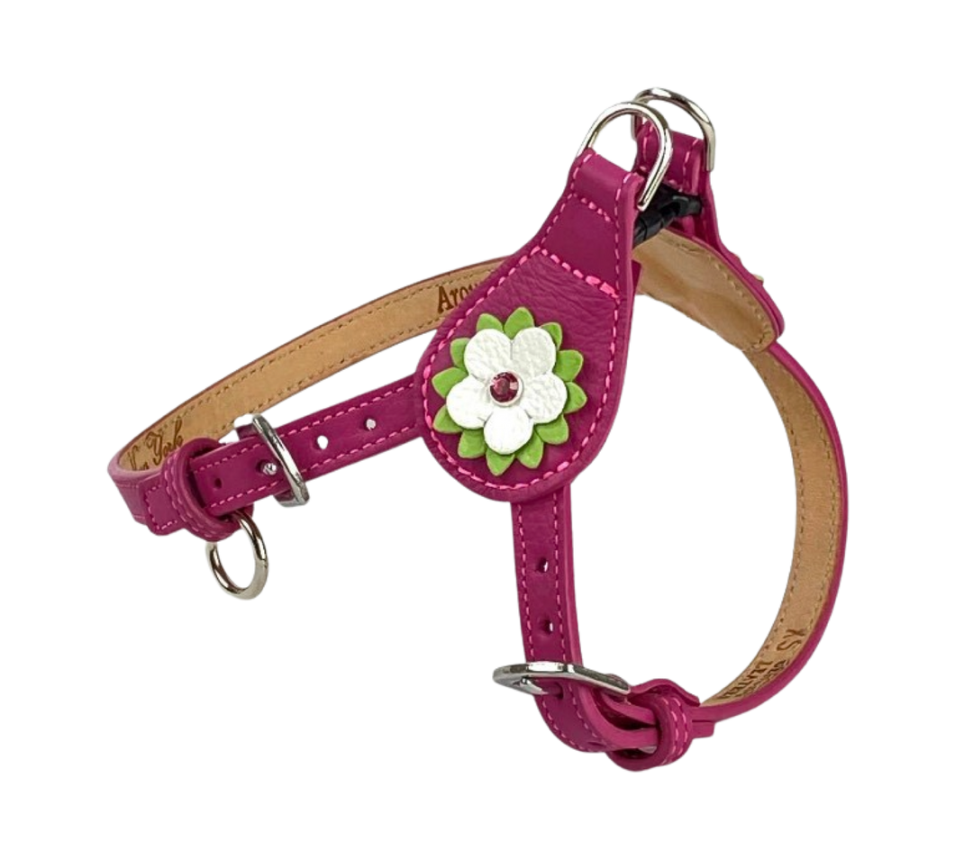 Penelope Flower Leather  Dog Step-In Harness with Austrian Crystal on Flower Product vendor