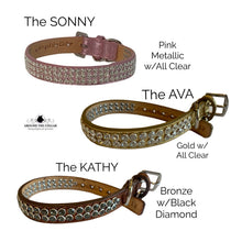 Load image into Gallery viewer, Ava Double Row Close Crystal Leather Dog Collar Product vendor