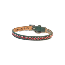 Load image into Gallery viewer, Shanti with Colored Crystals Close Together Leather Dog Collar