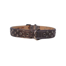 Load image into Gallery viewer, Pewter Metallic leather Callie dog collar Black Diamond Crystal Cluster
