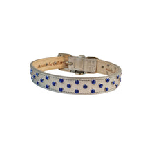 Load image into Gallery viewer, Metallic silver Callie dog collar with sapphires