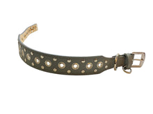 Load image into Gallery viewer, Wide Biker Leather Dog Collar Gray