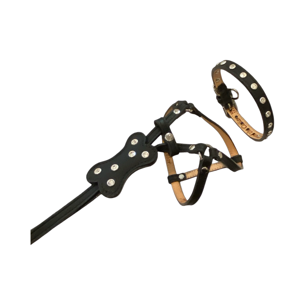 Bone Leather All-In-One Harness with Bone Slider and 6 Austrian Crystals Product vendor