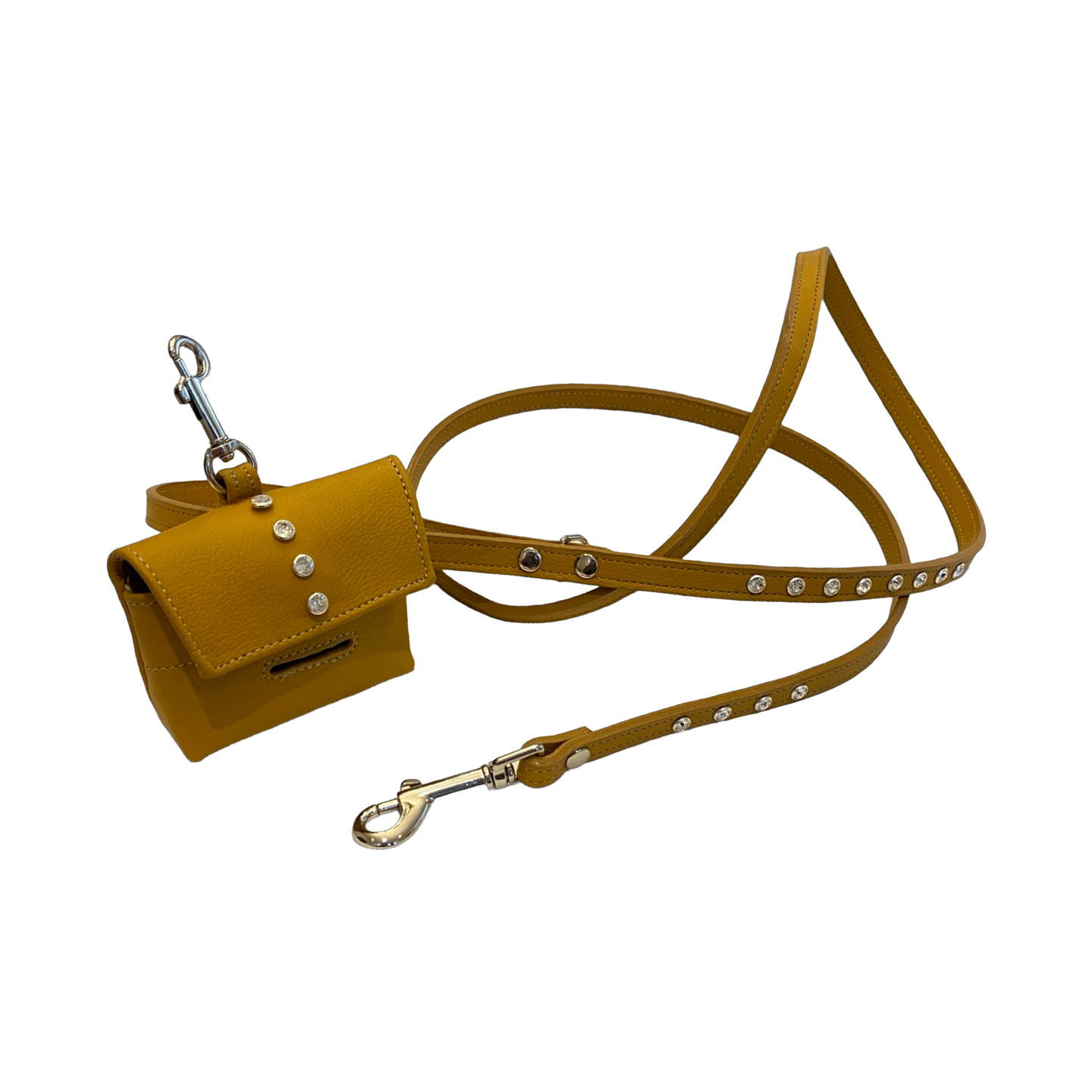 Brie Leather Leash with Single Row Clear Crystals Product vendor