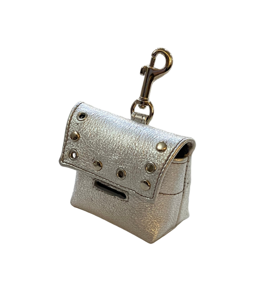 Silver Leather Winston Poop Bag Holder