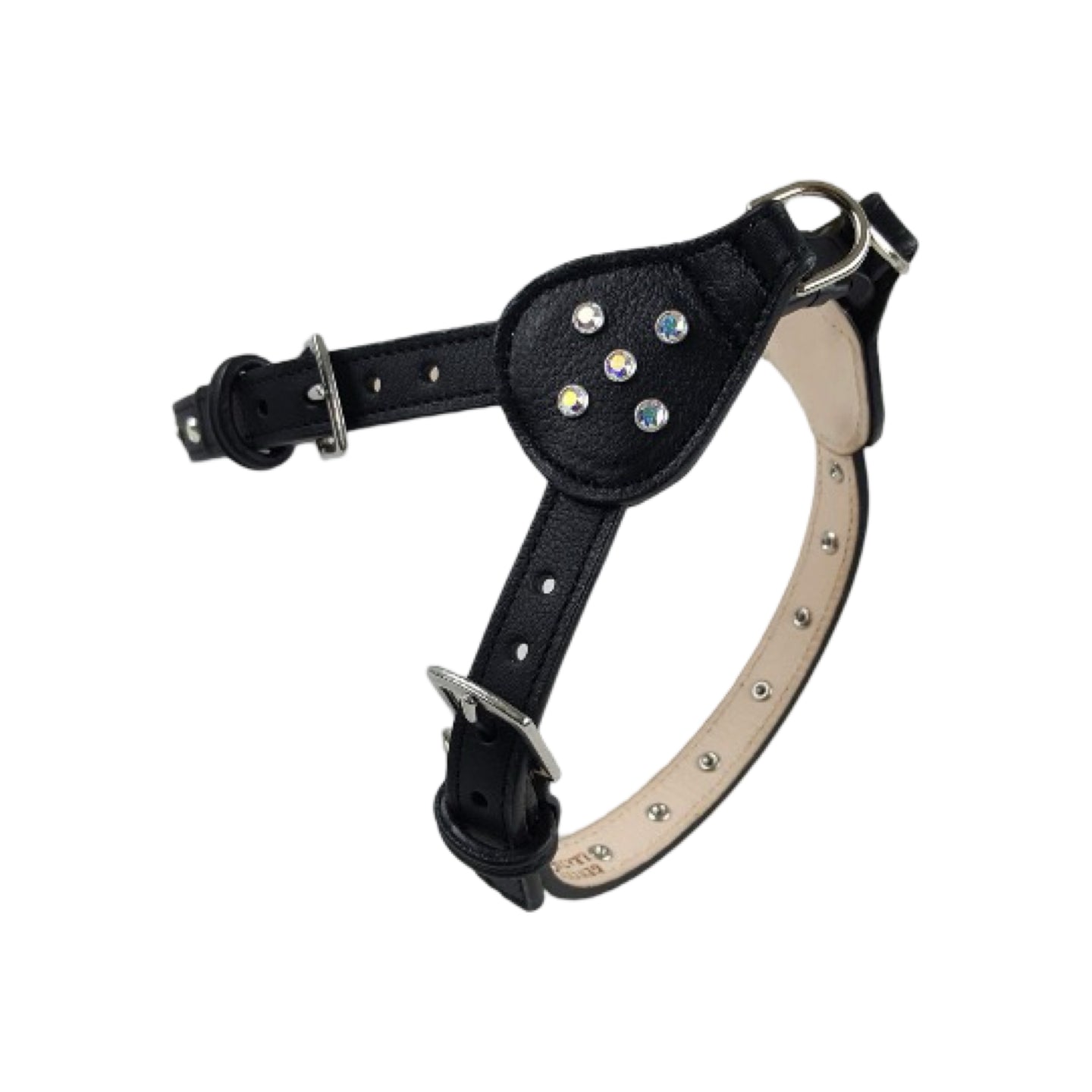 Brie Leather Step-In Dog Harness with Clear Crystals on Straps and Tabs Product vendor