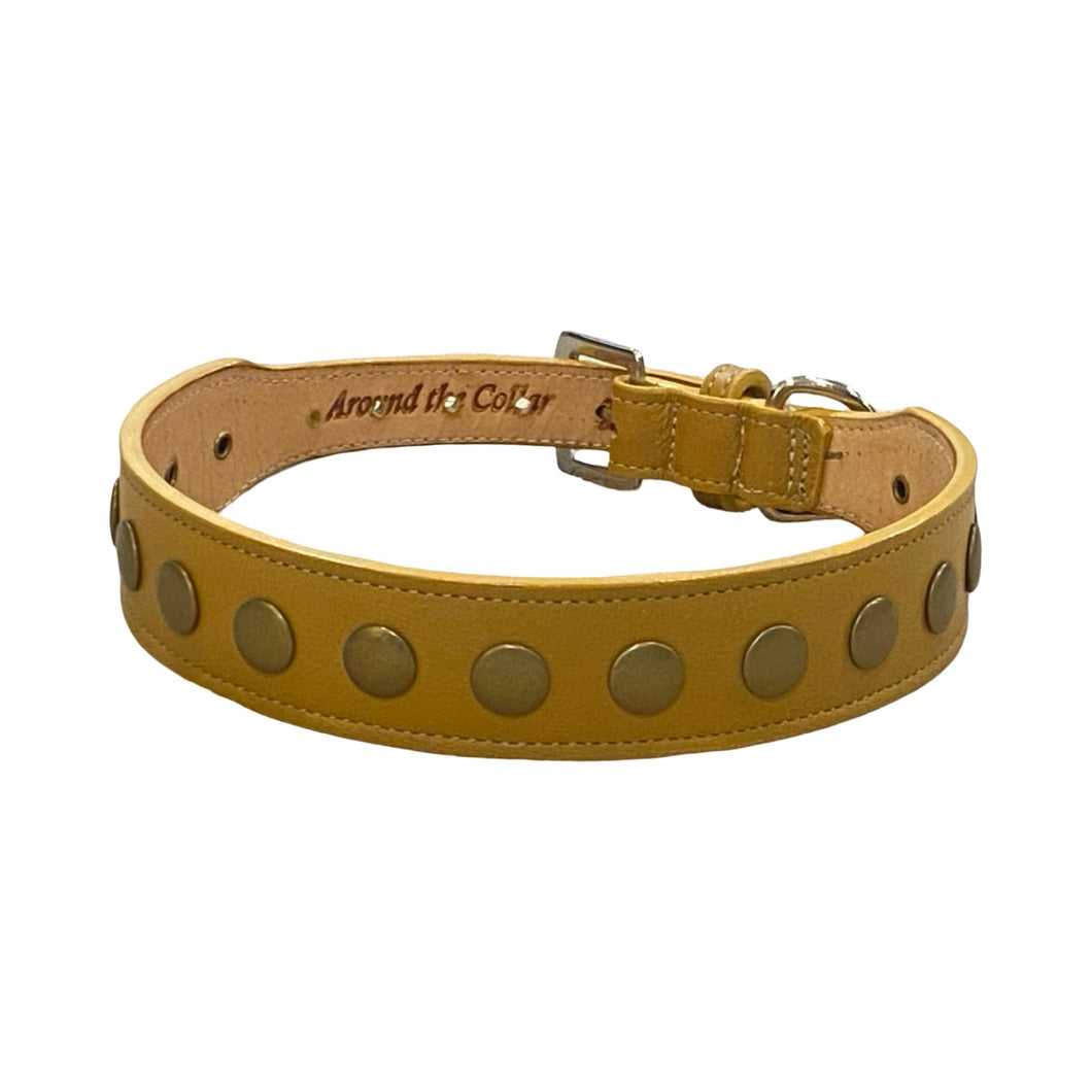 Kobe Wider Leather Dog Collar with Antique Brass Studs Product vendor