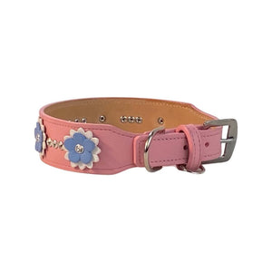 Rumi flower leather dog collar