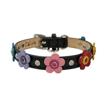 Load image into Gallery viewer, Riley Flower Leather Dog Collar with Austrian Crystals on Flower &amp; Collar Product vendor