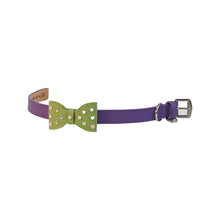 Load image into Gallery viewer, Purple w-Mint Large Bow Dog Collar AB crystals