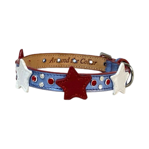 Breck Leather Star Dog Collar with 4 Crystals Between Stars Product vendor