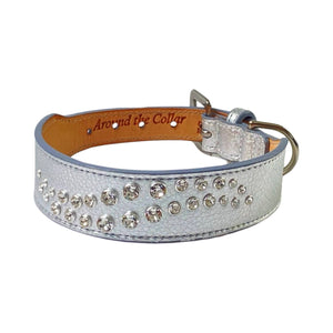 Carmel Double Row Swirl Crystals Wide Dog Collar