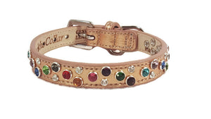 Stacy Rainbow Multi Cluster Jeweled Leather Dog Collar - Around The Collar NY