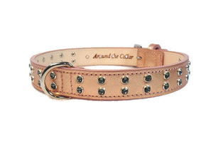 Kaufie Leather Dog Collar w-Double Row Crystals