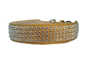 Macky 4 Row Swarovski Crystal Leather Dog Collar - Around The Collar NY