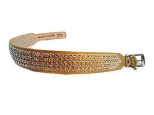 Macky 4 Row Swarovski Crystal Leather Dog Collar - Around The Collar NY