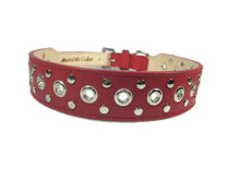 Load image into Gallery viewer, Jaxon Wider Leather Dog Collar w-Eyelet &amp; Stud Nickel Cluster