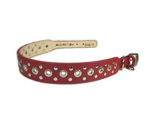 Jaxon wide leather dog collar in red leather