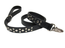 Load image into Gallery viewer, Bells Leather Leash with Nickel Stud Cluster - Around The Collar NY