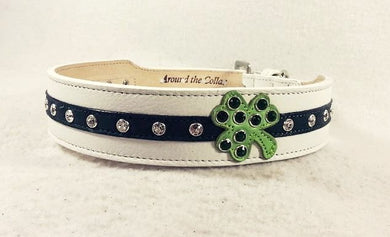 Shamrock Wider Leather Dog Collar Stripe Center