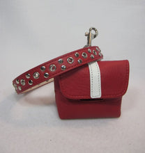Load image into Gallery viewer, Stripe on Flap of Leather Poop Bag Holder