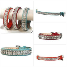 Load image into Gallery viewer, Ryan Leather Collar with Double Row Closely Spaced Square Swarovski Crystals - Around The Collar NY