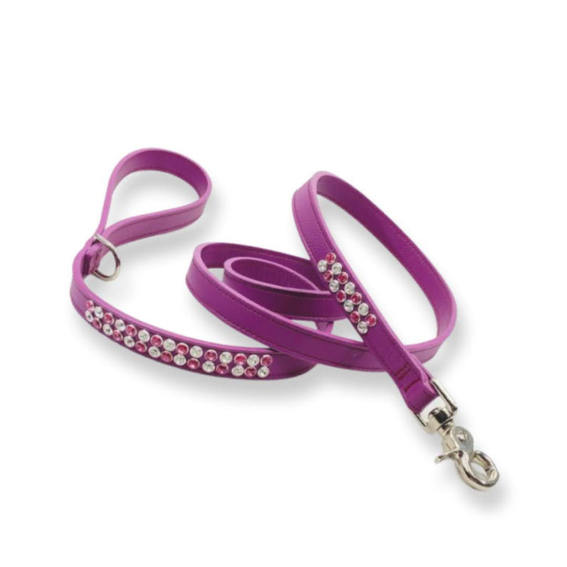 Ava leather and crystal dog leash