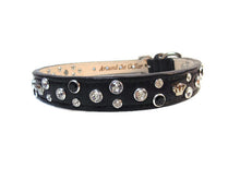 Load image into Gallery viewer, Bella Leather Dog Collar with Jewels and Crowns  - Around The Collar NY