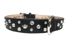 Load image into Gallery viewer, Bella Leather Dog Collar with Jewels and Crowns Cluster