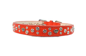 Bella bling & crowns leather dog collar