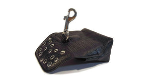 Bells Leather Poop Bag Holder with Nickel Stud Cluster - Around The Collar NY