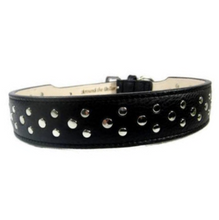 Cargar imagen en el visor de la galería, Bells Nickel Stud Cluster Wider Width Dog Collar - Around The Collar NY