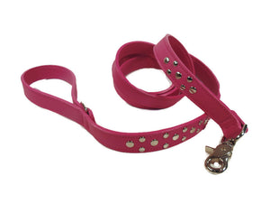 Bells Leather Leash with Nickel Stud Cluster