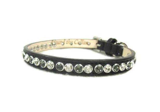 Shanti Leather Jewel Collar with Alternating Crystals - Around The Collar NY