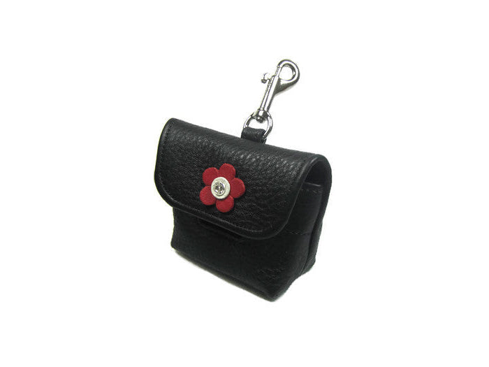 Riley Leather Flower Poop Bag Holder - Around The Collar NY