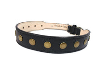Load image into Gallery viewer, Kobe Wider Leather Dog Collar with Antique Brass Studs
