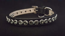 Load image into Gallery viewer, Shanti with Colored Crystals Close Together Leather Dog Collar