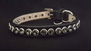 Shanti with Colored Crystals Close Together Leather Dog Collar