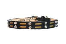 Load image into Gallery viewer, Huck Leather Dog Collar with Double Row Inserts &amp; Double Row Swarovski Crystals - Around The Collar NY