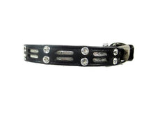 Load image into Gallery viewer, Huck Leather Dog Collar with Double Row Inserts &amp; Double Row Swarovski Crystals - Around The Collar NY