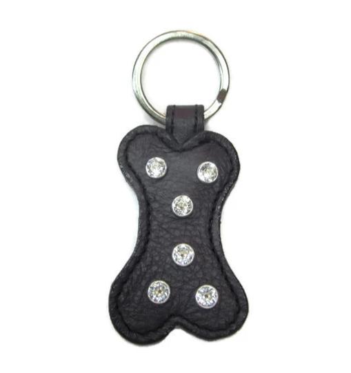 Leather Bone Key FOB-6 Swarovski Stones - Around The Collar NY