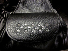 Load image into Gallery viewer, Leah Leather Sling Carrier with Handset Swarovski Crystal Cluster on Pocket Flap - Around The Collar NY