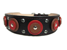 Load image into Gallery viewer, Brady Double Disc Wider Width Leather Dog Collar with Double Row Crystals WIP - Around The Collar NY