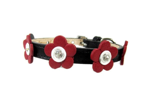 Riley Leather Flower Collar - Around The Collar NY