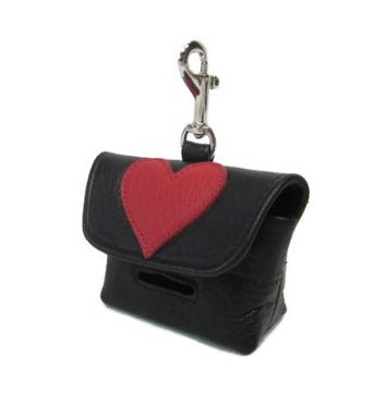 Leather Heart Poop Bag Holder - Around The Collar NY