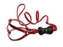 Load image into Gallery viewer, Bone All-In-One Leather Dog Harness with 3 Austrian Crystals-Holiday