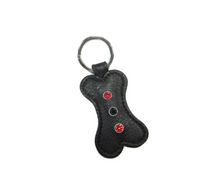 Load image into Gallery viewer, Genuine Leatehr Black Bone Key FOB with Austrain Crystals by Around the Collar