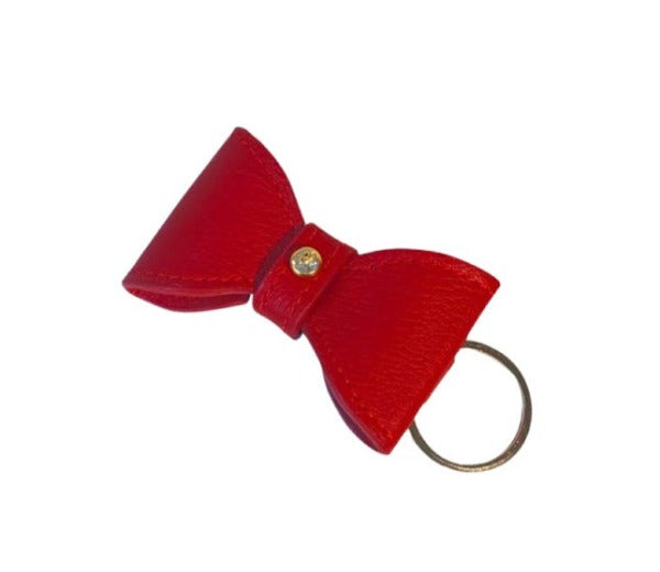 Bow leather key FOB with Austrian Crystal