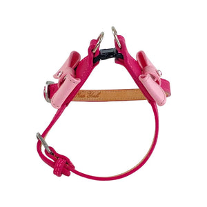 Bow step in leather dog harness